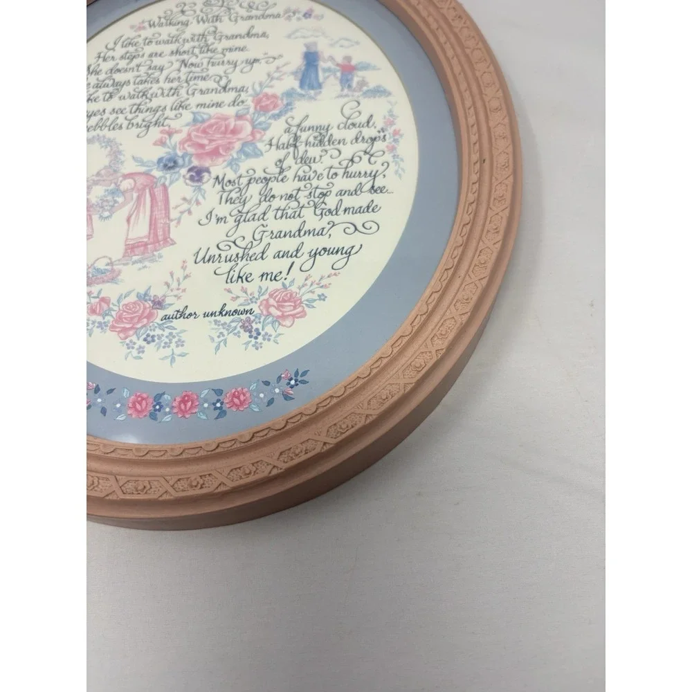 Vintage Homco Walking With Grandma Poem Picture Framed Wall Hanging 13